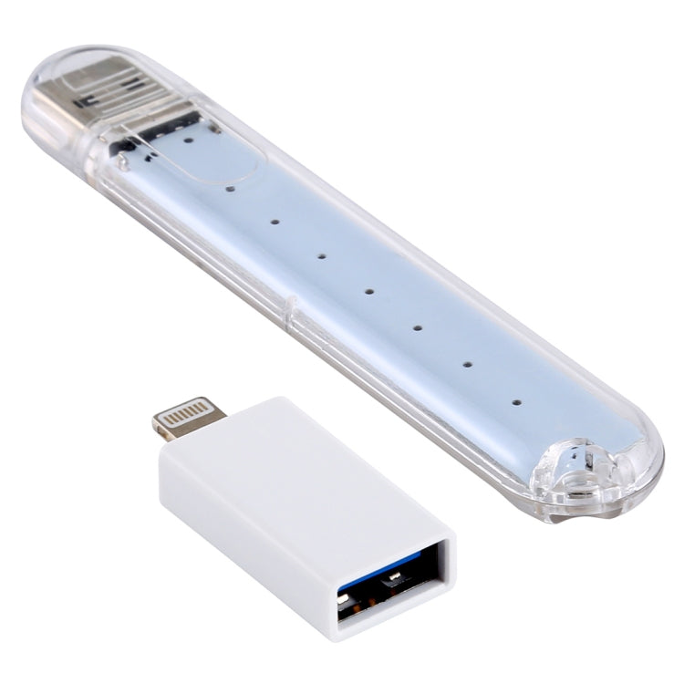 8LEDs 5V 200LM USB LED Book Light Portable Night Light, with 8 Pin Adapter(White Light) - USB Light by buy2fix | Online Shopping UK | buy2fix