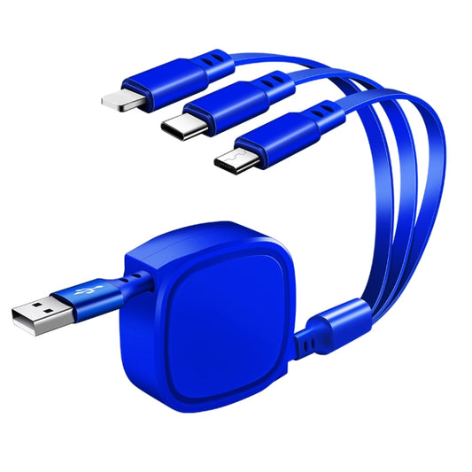 1.2m 3.5A Max 3 in 1 USB to USB-C / Type-C + 8Pin + Micro USB Retractable Charging Cable(Blue) - Multifunction Cable by buy2fix | Online Shopping UK | buy2fix