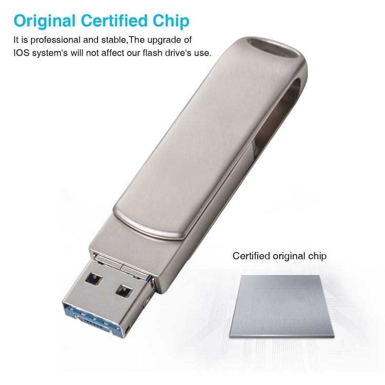 Richwell 3 in 1 16G Micro USB + 8 Pin + USB 3.0 Metal Rotating Push-pull Flash Disk with OTG Function(Silver) - U Disk & Card Reader by Richwell | Online Shopping UK | buy2fix