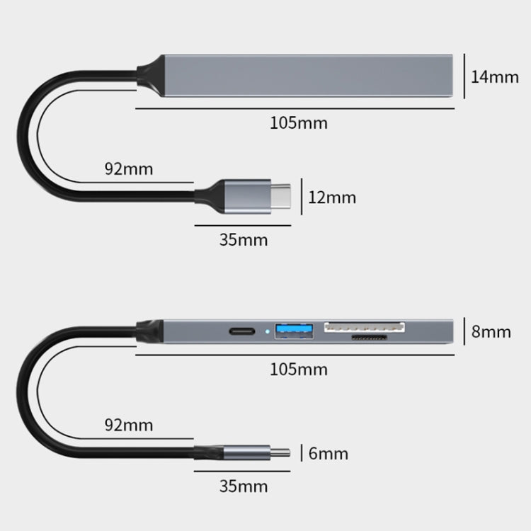 ADS-806C 5 in 1 USB-C / Type-C to USB 3.0 + USB-C / Type-C + SD/TF + USB2.0 HUB Docking Station - USB HUB by buy2fix | Online Shopping UK | buy2fix