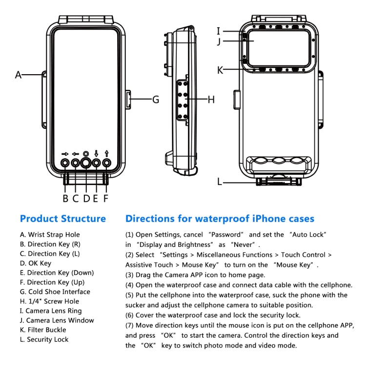 PULUZ 45m/147ft Waterproof Diving Case Photo Video Taking Underwater Housing Cover for iPhone 14 Series, iPhone 13 Series, iPhone 12 Series, iPhone 11 Series, iPhone X Series, iPhone 8 & 7, iPhone 6s, iOS 13.0 or Above Version iPhone(White) - iPhone 14 Pro Cases by PULUZ | Online Shopping UK | buy2fix