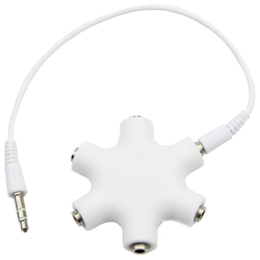 6 Ports Audio Splitter Headphone Connector with 3.5mm Audio Cable, Compatible with Phones, Tablets, Headphones, MP3 Player, Car/Home Stereo & More(White) - Cable & Splitter by buy2fix | Online Shopping UK | buy2fix