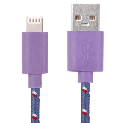 1m Nylon Netting USB Data Transfer Charging Cable For iPhone, iPad, Compatible with up to iOS 15.5(Purple) - Normal Style Cable by buy2fix | Online Shopping UK | buy2fix