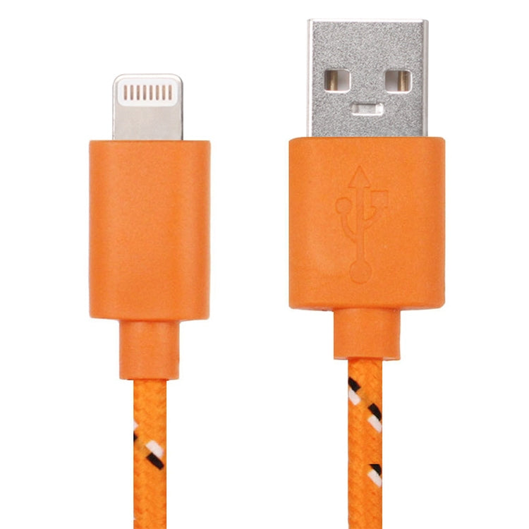 1m Nylon Netting USB Data Transfer Charging Cable For iPhone, iPad, Compatible with up to iOS 15.5(Orange) - Normal Style Cable by buy2fix | Online Shopping UK | buy2fix