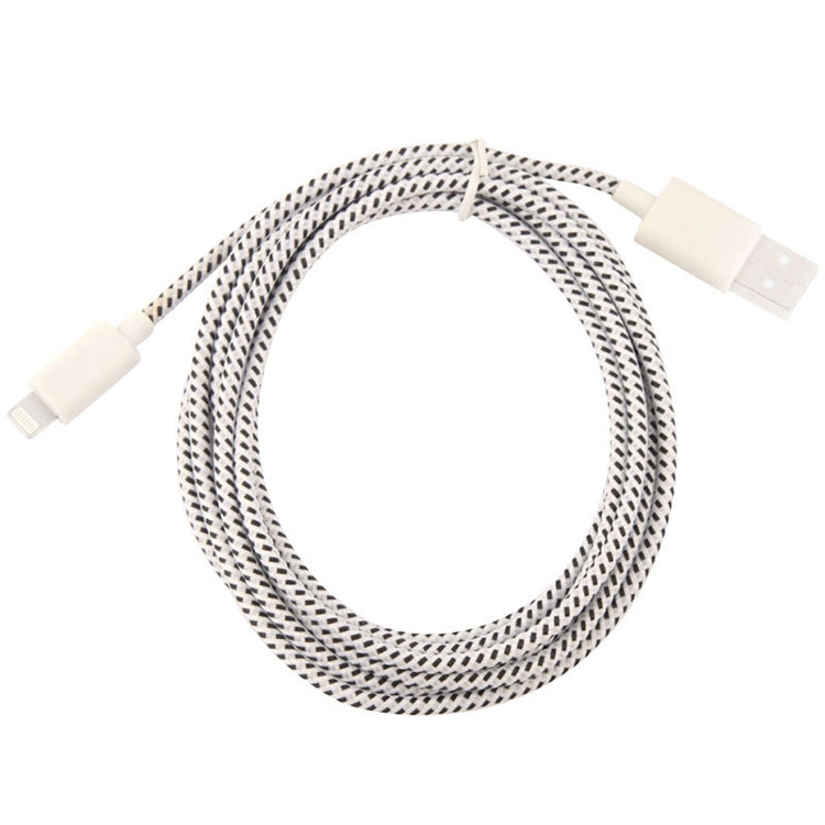 1m Nylon Netting USB Data Transfer Charging Cable For iPhone, iPad, Compatible with up to iOS 15.5(White) - Normal Style Cable by buy2fix | Online Shopping UK | buy2fix