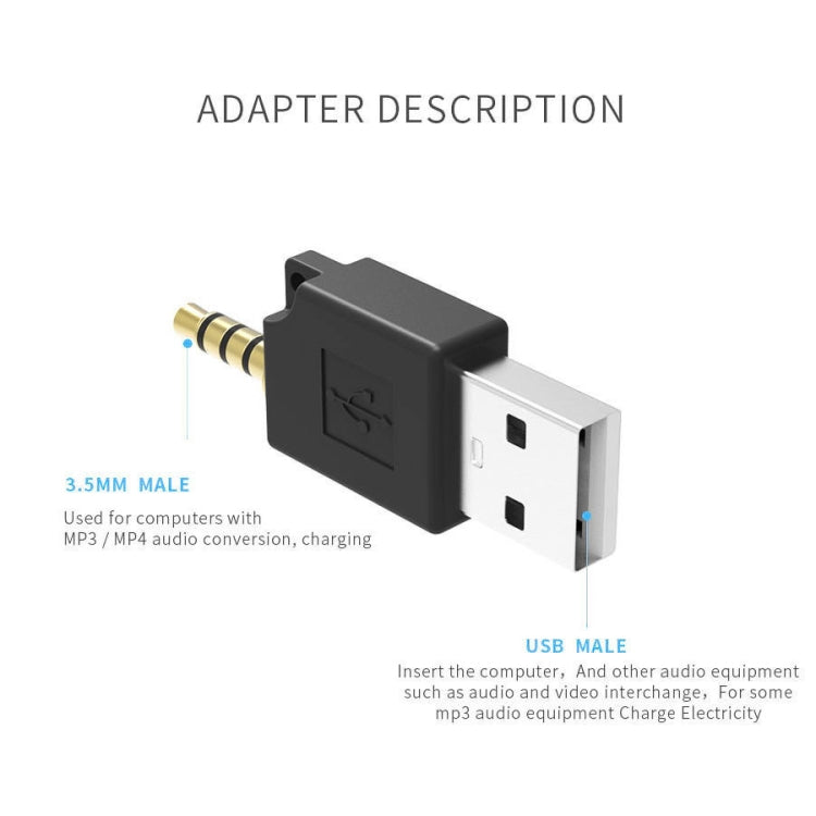 For iPod shuffle 3rd / 2nd USB Data Dock Charger Adapter, Length: 4.6cm(Black) - Converter & Adapter by buy2fix | Online Shopping UK | buy2fix