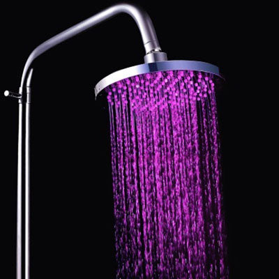 Round Temperature Sensor 3-Color (Blue / Pink / Red) LED Shower Head(Silver) - Shower Head by buy2fix | Online Shopping UK | buy2fix