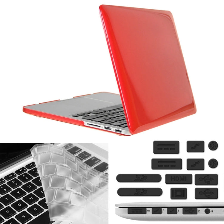 ENKAY for Macbook Pro Retina 13.3 inch (US Version) / A1425 / A1502 Hat-Prince 3 in 1 Crystal Hard Shell Plastic Protective Case with Keyboard Guard & Port Dust Plug(Red) - MacBook Pro Cases by ENKAY | Online Shopping UK | buy2fix