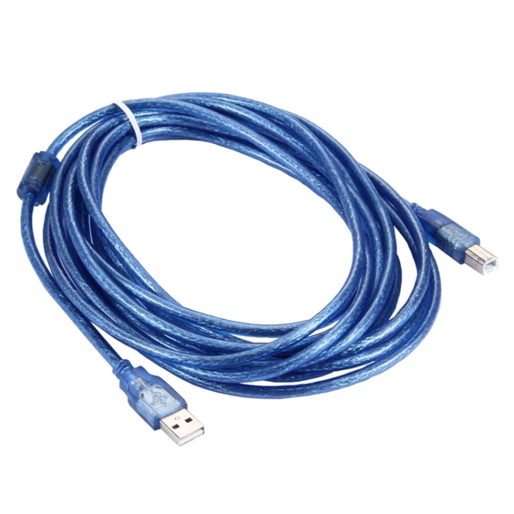 Normal USB 2.0 AM to BM Cable, with 2 core, Length: 5m(Blue) - USB Cable by buy2fix | Online Shopping UK | buy2fix