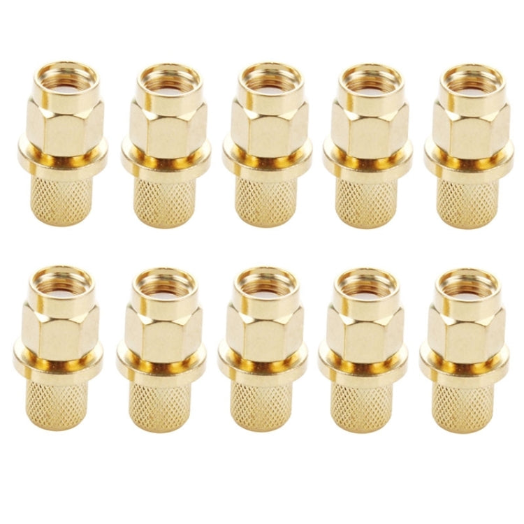 10 PCS LMR300 5D-FB Gold Plated RP-SMA Male Plug Pin Crimp RF Connector Adapter - Connectors by buy2fix | Online Shopping UK | buy2fix