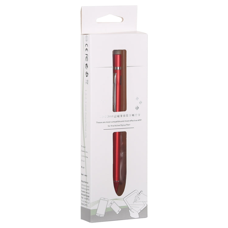 1.5-2.3mm Rechargeable Capacitive Touch Screen Active Stylus Pen(Red) - Stylus Pen by buy2fix | Online Shopping UK | buy2fix