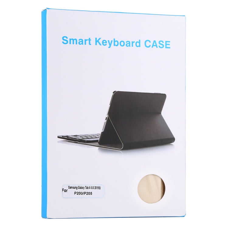 Ultra-thin Detachable Magnetic Bluetooth Keyboard Leather Tablet Case for Galaxy Tab A 8.0 2019 P200 / P205, with Holder(Gold) - Samsung Keyboard by buy2fix | Online Shopping UK | buy2fix