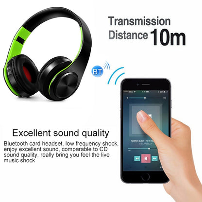 LPT660 Wireless Folding Sports Stereo Music Bluetooth Phones Earphones Support TF Card (Green) - Headset & Headphone by buy2fix | Online Shopping UK | buy2fix