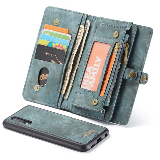 CaseMe-008 Detachable Multifunctional Retro Frosted Horizontal Flip Leather Case for Galaxy A50, with Card Slot & Holder & Zipper Wallet & Photo Frame(Blue) - Galaxy Phone Cases by CaseMe | Online Shopping UK | buy2fix