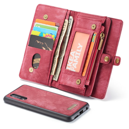 CaseMe-008 Detachable Multifunctional Retro Frosted Horizontal Flip Leather Case for Galaxy A50, with Card Slot & Holder & Zipper Wallet & Photo Frame(Red) - Galaxy Phone Cases by CaseMe | Online Shopping UK | buy2fix