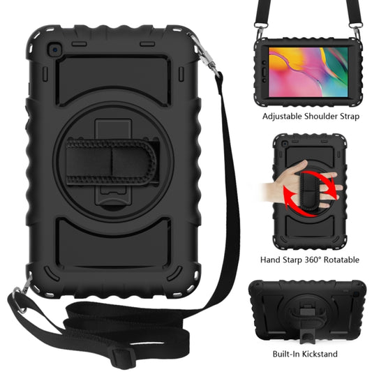 For Samsung Galaxy Tab A 8.0  2019 T290 / T295 360 Degree Rotation PC + Silicone Shockproof Combination Case with Holder & Hand Grip Strap & Neck Strap(Black) - Other Galaxy Tab PC by buy2fix | Online Shopping UK | buy2fix