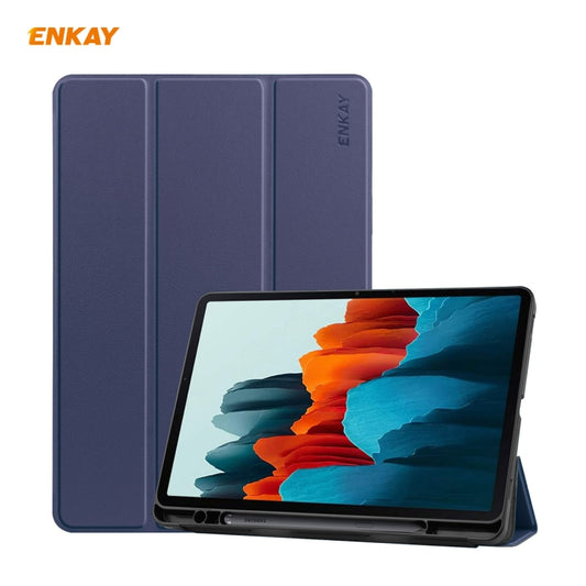 ENKAY ENK-8011 PU Leather + TPU Smart Case with Pen Slot for Samsung Galaxy Tab S8 / Galaxy Tab S7 11.0 T870 / T875(Dark Blue) - Galaxy Tab S8 Cases by ENKAY | Online Shopping UK | buy2fix