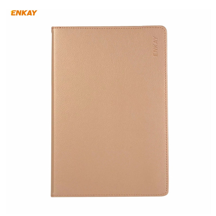 ENKAY for Samsung Galaxy Tab S8 / Galaxy Tab S7 11.0 T870 / T875 ENK-8012 360 Degree Rotation Litchi Texture Horizontal Flip PU Leather Smart Case with Holder & Sleep / Wake-up(Gold) - Galaxy Tab S8 Cases by ENKAY | Online Shopping UK | buy2fix