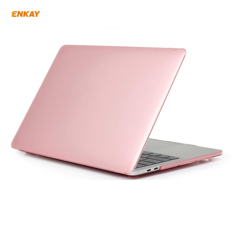 ENKAY 3 in 1 Crystal Laptop Protective Case + EU Version TPU Keyboard Film + Anti-dust Plugs Set for MacBook Pro 13.3 inch A1706 / A1989 / A2159 (with Touch Bar)(Pink) - MacBook Pro Cases by ENKAY | Online Shopping UK | buy2fix