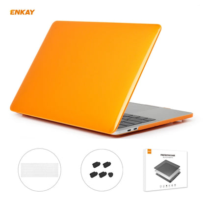 ENKAY 3 in 1 Crystal Laptop Protective Case + US Version TPU Keyboard Film + Anti-dust Plugs Set for MacBook Pro 13.3 inch A1706 / A1989 / A2159 (with Touch Bar)(Orange) - MacBook Pro Cases by ENKAY | Online Shopping UK | buy2fix