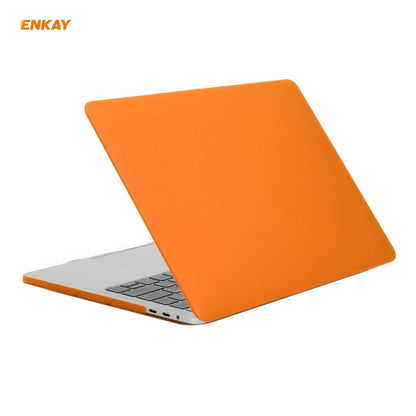 ENKAY 3 in 1 Matte Laptop Protective Case + EU Version TPU Keyboard Film + Anti-dust Plugs Set for MacBook Pro 15.4 inch A1707 & A1990 (with Touch Bar)(Orange) - MacBook Pro Cases by ENKAY | Online Shopping UK | buy2fix