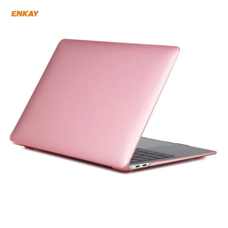 For MacBook Air 13.3 inch A1932 2018 ENKAY 3 in 1 Crystal Laptop Protective Case and EU Version TPU Keyboard Film and Anti-dust Plugs Set(Pink) - MacBook Air Cases by ENKAY | Online Shopping UK | buy2fix