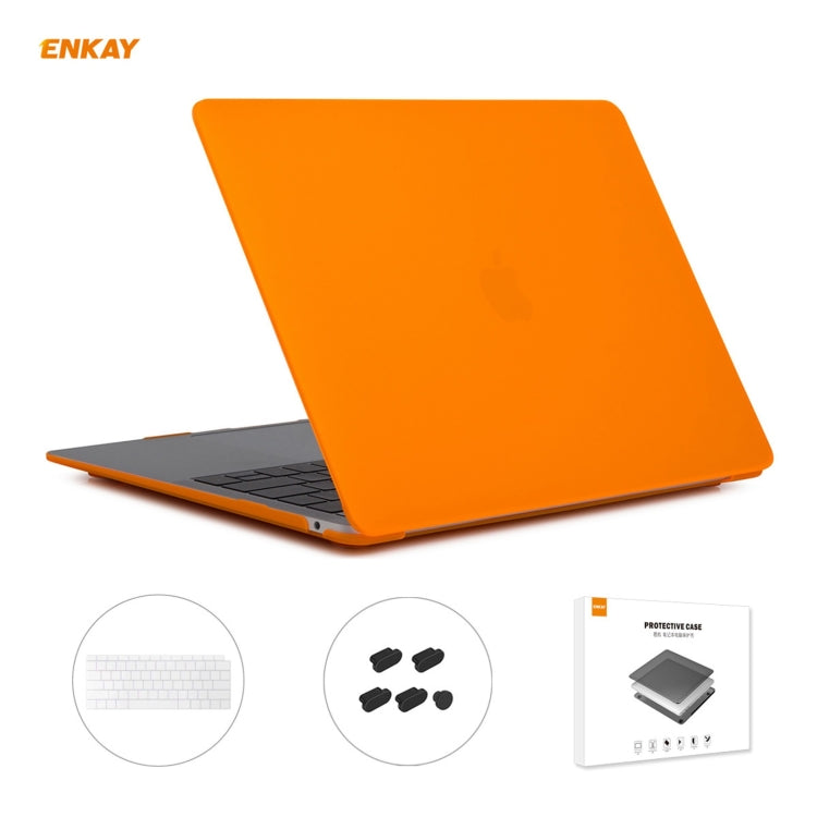 ENKAY 3 in 1 Matte Laptop Protective Case + US Version TPU Keyboard Film + Anti-dust Plugs Set for MacBook Air 13.3 inch A1932 (2018)(Orange) - MacBook Air Cases by ENKAY | Online Shopping UK | buy2fix