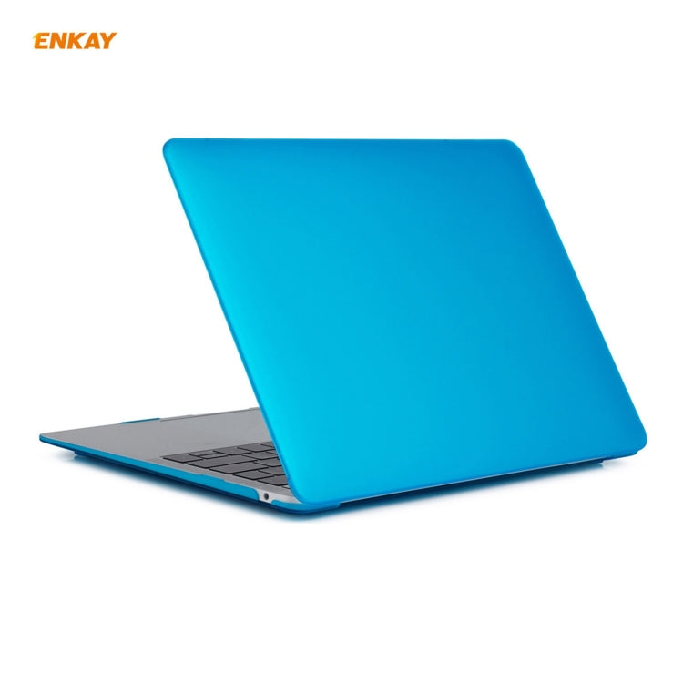 ENKAY 3 in 1 Matte Laptop Protective Case + EU Version TPU Keyboard Film + Anti-dust Plugs Set for MacBook Air 13.3 inch A1932 (2018)(Light Blue) - MacBook Air Cases by ENKAY | Online Shopping UK | buy2fix