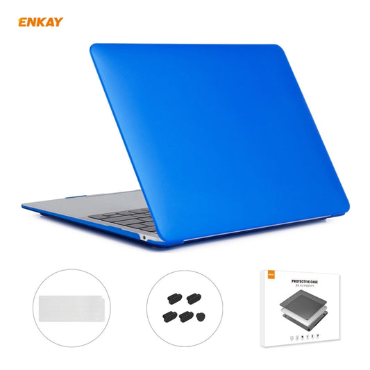 ENKAY 3 in 1 Matte Laptop Protective Case + US Version TPU Keyboard Film + Anti-dust Plugs Set for MacBook Air 13.3 inch A2179 & A2337 (2020)(Dark Blue) - MacBook Air Cases by ENKAY | Online Shopping UK | buy2fix