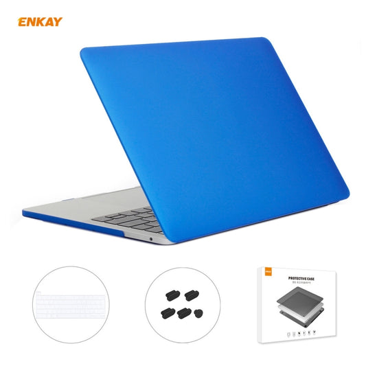 ENKAY 3 in 1 Matte Laptop Protective Case + EU Version TPU Keyboard Film + Anti-dust Plugs Set for MacBook Pro 13.3 inch A2251 & A2289 & A2338 (with Touch Bar)(Dark Blue) - MacBook Pro Cases by ENKAY | Online Shopping UK | buy2fix