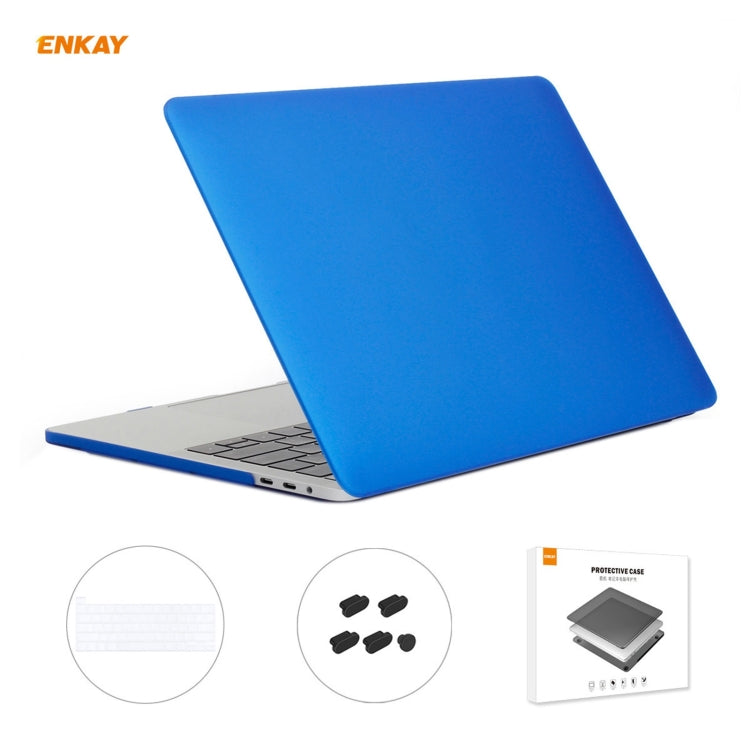 ENKAY 3 in 1 Matte Laptop Protective Case + EU Version TPU Keyboard Film + Anti-dust Plugs Set for MacBook Pro 16 inch A2141 (with Touch Bar)(Dark Blue) - MacBook Pro Cases by ENKAY | Online Shopping UK | buy2fix