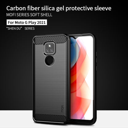 For Motorola Moto G Play 2021 MOFI Gentleness Series Brushed Texture Carbon Fiber Soft TPU Case(Black) - Motorola Cases by MOFI | Online Shopping UK | buy2fix