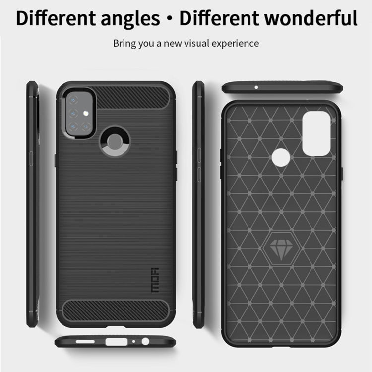 For OnePlus Nord N10 5G MOFI Gentleness Series Brushed Texture Carbon Fiber Soft TPU Case(Grey) - OnePlus Cases by MOFI | Online Shopping UK | buy2fix