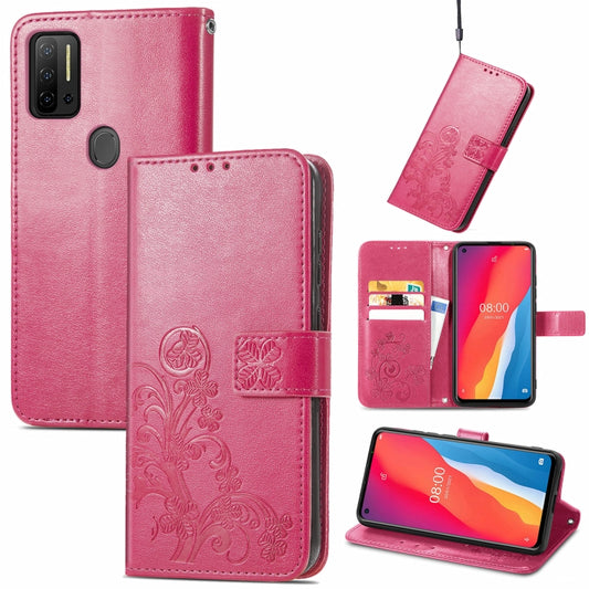 For Ulefone Note 11 Plus Four-leaf Clasp Embossed Buckle Mobile Phone Protection Leather Case with Lanyard & Card Slot & Wallet & Bracket Function(Magenta) - Ulefone Cases by buy2fix | Online Shopping UK | buy2fix