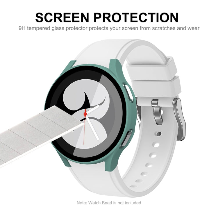 ENKAY Hat-Prince Full Coverage PC Frame + Tempered Glass Protector Composite Case for Samsung Galaxy Watch4 44mm(Transparent) - Watch Cases by ENKAY | Online Shopping UK | buy2fix