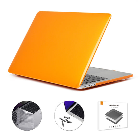 ENKAY Hat-Prince 3 in 1 Crystal Laptop Protective Case + TPU Keyboard Film + Anti-dust Plugs Set for MacBook Pro 14.2 inch A2442 2021, Version:US Version(Orange) - MacBook Pro Cases by ENKAY | Online Shopping UK | buy2fix