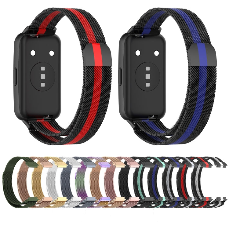 For Huawei Band 7 Milan Magnetic Watch Band(Black+Red) - Watch Bands by buy2fix | Online Shopping UK | buy2fix