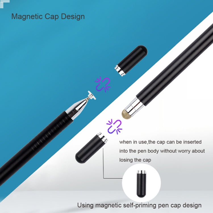 AT-32 3-in-1 Precision Sucker Capacitive Pen + Conductive Cloth Head + Handwriting Signature Pen Mobile Phone Touch Screen Pen with 2 Pen Head(Black) - Stylus Pen by buy2fix | Online Shopping UK | buy2fix