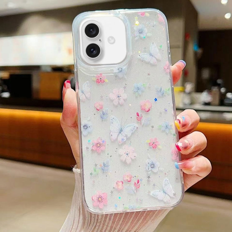 For iPhone 16 Plus Fresh Small Floral Epoxy TPU Phone Case(D06 Love of Butterfly) - iPhone 16 Plus Cases by buy2fix | Online Shopping UK | buy2fix