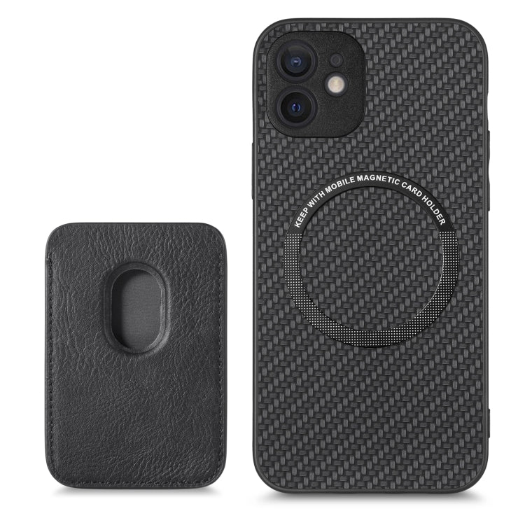 For iPhone 11 Pro Max Carbon Fiber Leather Card Magsafe Magnetic Phone Case(Black) - iPhone 11 Pro Max Cases by buy2fix | Online Shopping UK | buy2fix