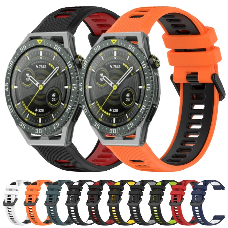 For Honor Watch GS 3 22mm Sports Two-Color Silicone Watch Band(Black+Green) - Watch Bands by buy2fix | Online Shopping UK | buy2fix