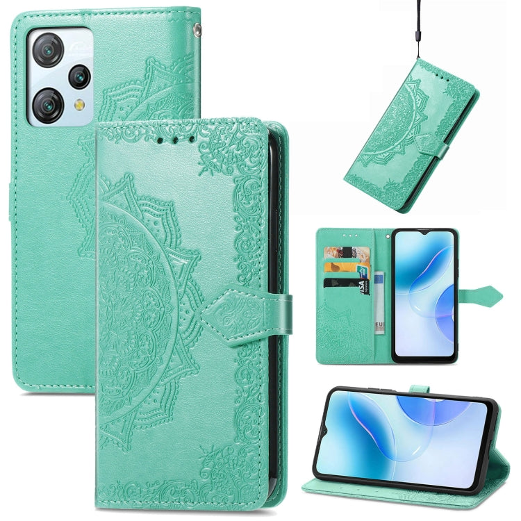 For Blackview A53 Mandala Flower Embossed Leather Phone Case(Green) - More Brand by buy2fix | Online Shopping UK | buy2fix