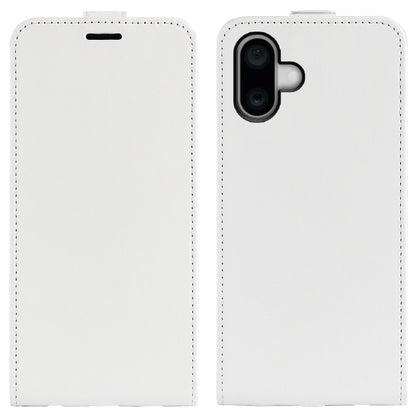 For iPhone 16 Plus R64 Texture Single Vertical Flip Leather Phone Case(White) - iPhone 16 Plus Cases by buy2fix | Online Shopping UK | buy2fix