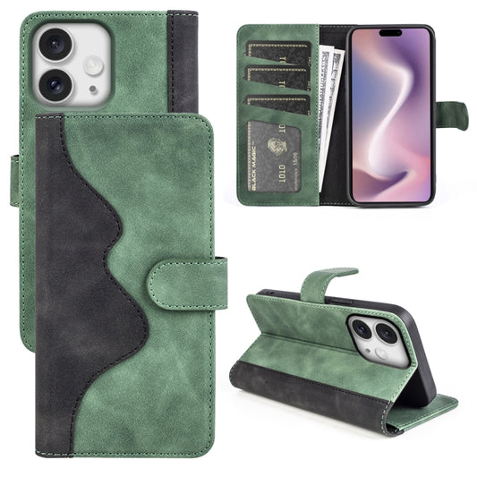 For iPhone 16 Pro Stitching Horizontal Flip Leather Phone Case(Green) - iPhone 16 Pro Cases by buy2fix | Online Shopping UK | buy2fix