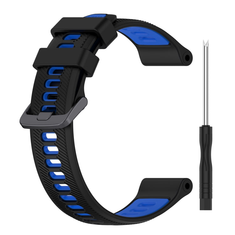 For Garmin Forerunner 965 Sports Two-Color Silicone Watch Band(Black+Blue) - Watch Bands by buy2fix | Online Shopping UK | buy2fix