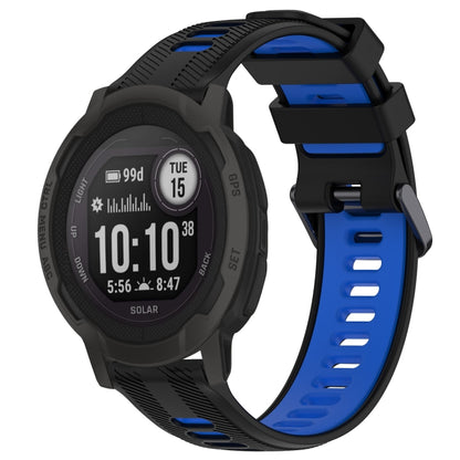 For Garmin Instinct 2 Solar Sports Two-Color Silicone Watch Band(Black+Blue) - Watch Bands by buy2fix | Online Shopping UK | buy2fix