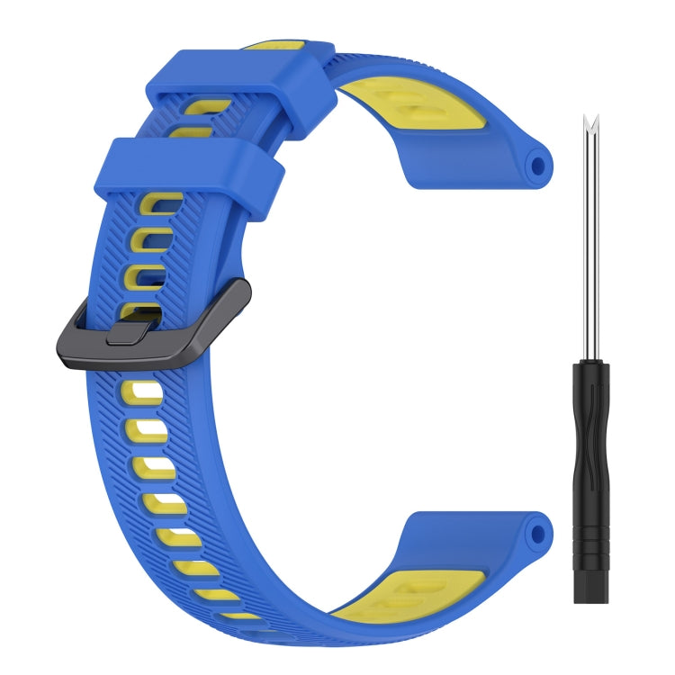 For Garmin Approach S60 Sports Two-Color Silicone Watch Band(Blue+Yellow) - Watch Bands by buy2fix | Online Shopping UK | buy2fix