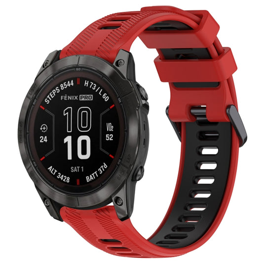 For Garmin Fenix 7 Pro Sports Two-Color Silicone Watch Band(Red+Black) - Watch Bands by buy2fix | Online Shopping UK | buy2fix