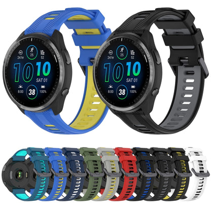 For Garmin Fenix 5 Plus Sports Two-Color Silicone Watch Band(Blue+Yellow) - Watch Bands by buy2fix | Online Shopping UK | buy2fix