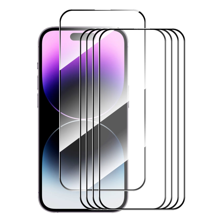 For iPhone 16 Pro 5pcs ENKAY Full Glue High Aluminum-silicon Tempered Glass Film - iPhone 16 Pro Tempered Glass by ENKAY | Online Shopping UK | buy2fix